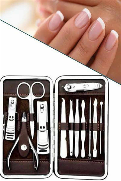 12 Parça Manikür Pedikür Seti Özel Deri Çanta El Ayak Bakımı Akne ve Sivilce Temizleme