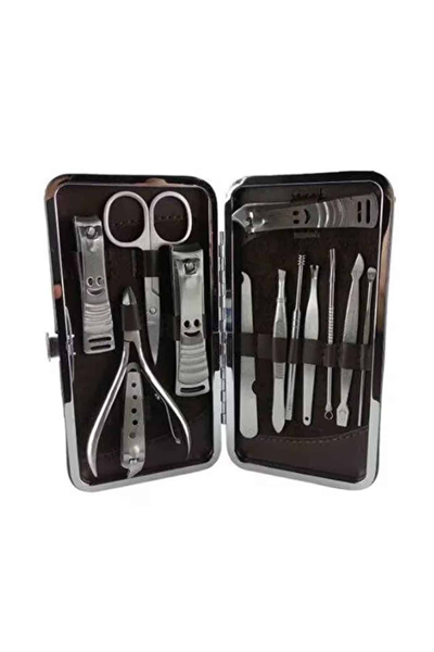 12 Parça Manikür Pedikür Seti Özel Deri Çanta El Ayak Bakımı Akne ve Sivilce Temizleme