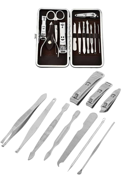 12 Parça Manikür Pedikür Seti Tırnak Bakımı Nasır Temizleme El Ayak Bakımı