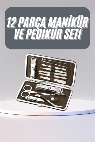 12 Parça Manikür Pedikür Seti Tırnak Bakımı Nasır Temizleme El Ayak Bakımı