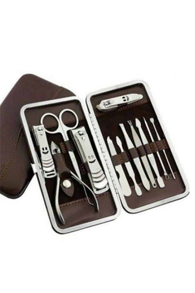 12 Parça Paslanmaz Çelik Kompakt ve Taşınabilir Manikür Makası Tırnak Makası