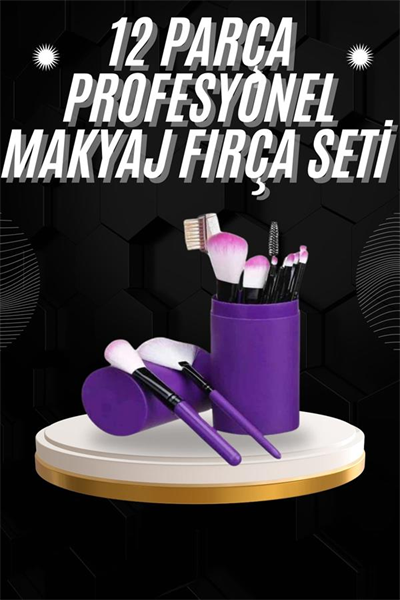 12 Parça Profesyonel Makyaj Fırçası Far Fırçası Allık Fırçası Yumuşak Kıllı