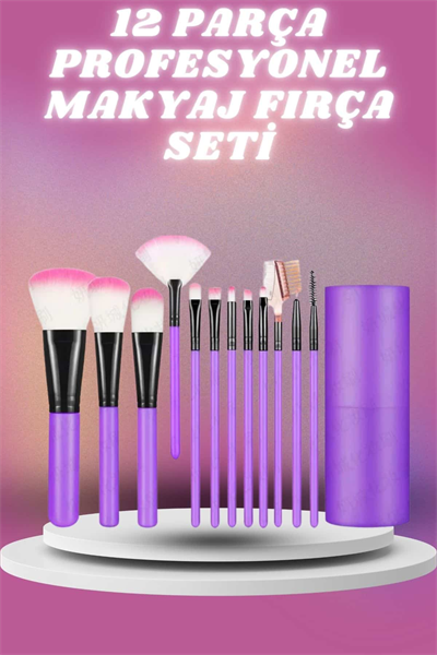 12 Parça Profesyonel Makyaj Seti Yumuşak Kıllı Yüz ve Göz Makyajına Uygun