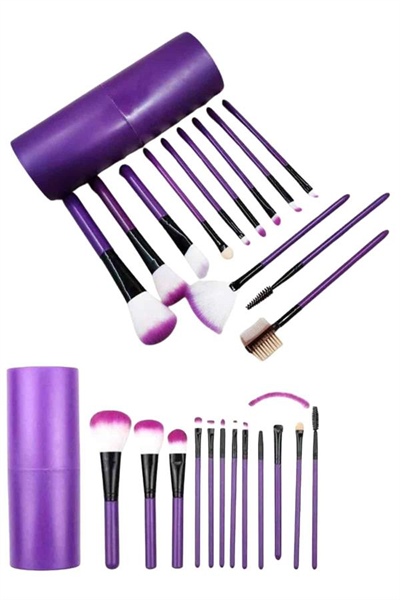 12 Parça Yumuşak Uçlu Makyaj Fırça Set-Göz ve Yüz Makyajı İçin Fırça Seti Profesyonel Makyaj Seti