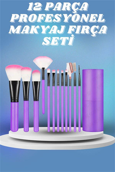 12 Parça Yumuşak Uçlu Makyaj Fırça Set-Göz ve Yüz Makyajı İçin Fırça Seti Profesyonel Makyaj Seti