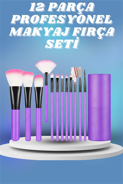 12 Parça Yumuşak Uçlu Makyaj Fırça Set-Göz ve Yüz Makyajı İçin Fırça Seti Profesyonel Makyaj Seti