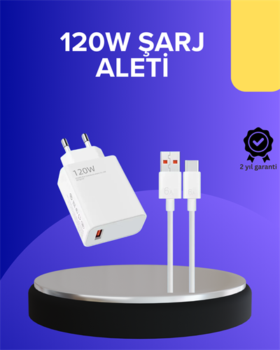 120 Watt Hızlı Şarj Adaptörü Samsung S20 S21 S22 S23 Uyumlu