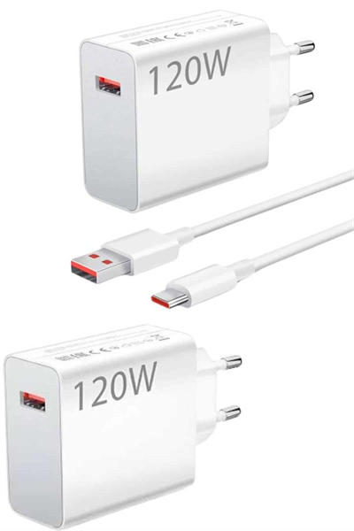 120 Watt Turbo Hızlı Şarj Aleti Seti Hızlı Şarj Adaptörü Beyaz