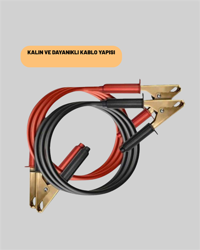 1200 Amper Jumper Kablo 2 Metre Bakır Uçlu Araç Takviye Seti