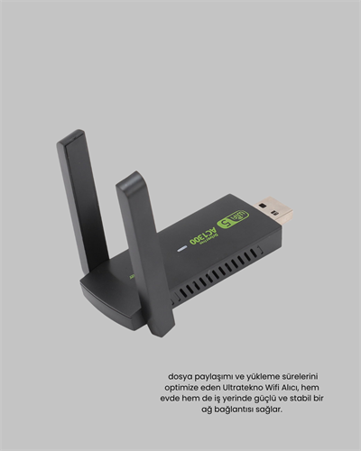 1200 Mbps Dual Band WiFi Adaptör – 5.8G & 2.4G Çift Antenli