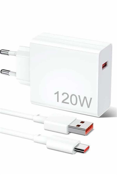120W Şarj Aleti Hızlı Çift Turbo Şarj Aleti Seti Beyaz