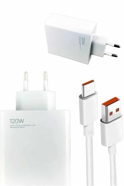 120W Şarj Aleti Hızlı Çift Turbo Şarj Aleti Seti Beyaz