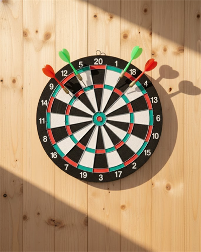 15 İnç Dart Tahtası 4 Metal Uçlu Dart Oku Dayanıklı Ahşap Gövde