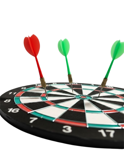 15 İnç Dart Tahtası 4 Metal Uçlu Dart Oku Dayanıklı Ahşap Gövde