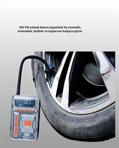 150 PSI Kablosuz Dijital Ekranlı Taşınabilir Araç Lastik Pompası