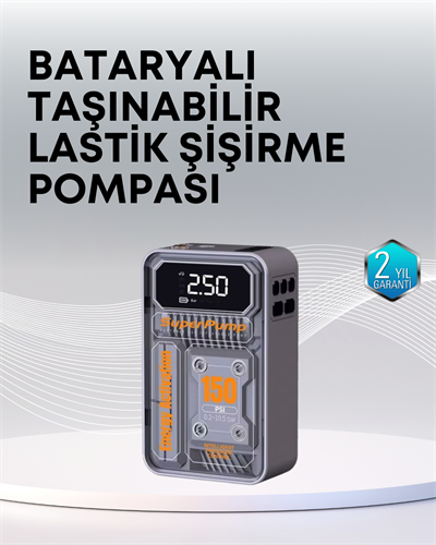 150 PSI Kablosuz Dijital Ekranlı Taşınabilir Araç Lastik Pompası