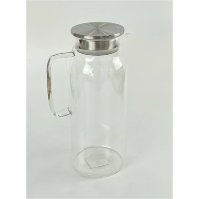 1500 ml Borosilikat Cam Su Sürahisi - Metal Kapaklı ve Isıya Dayanıklı