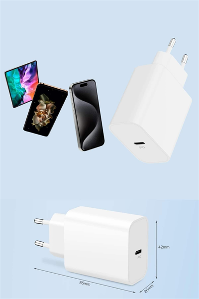 15/Pro/Pro Max 20W İOS Uyumlu Hızlı Şarj Aleti Adaptörlü Beyaz