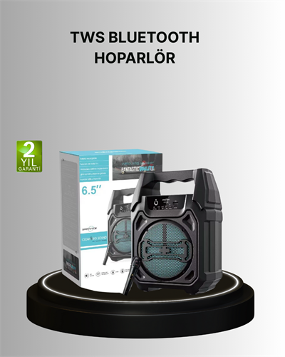 15W Güçlü Ses Çıkışlı Bluetooth Hoparlör FM Radyo ve Mikrofon Destekli