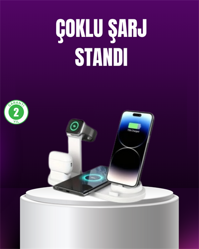 15W Hızlı Şarj Destekli 4’ü 1 Arada Kablosuz Şarj İstasyonu