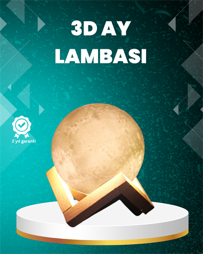 16 Renkli 3D Ay Gece Lambası RGB Modlu Şarjlı