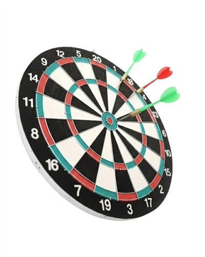 17 İnç Dart Tahtası Sağlam Ahşap Gövde ve Metal İğneli Dart Okları