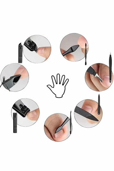 17 Parça El Ayak Bakım Seti Tırnak Temizleme Manikür Pedikür Cımbız Törpü Tırnak Makası