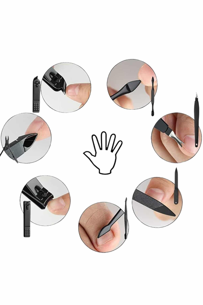 17 Parça El Ayak Bakım Seti Tırnak Temizleme Manikür Pedikür Cımbız Törpü Tırnak Makası