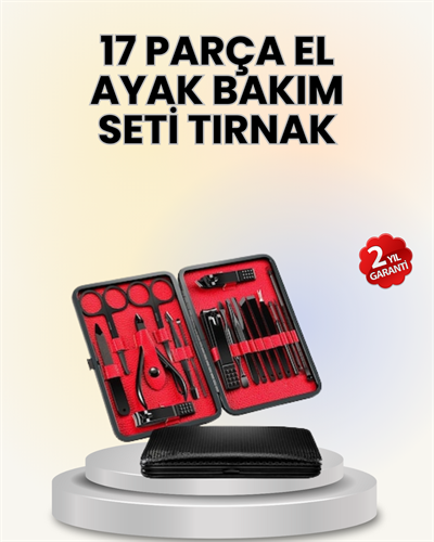 17 Parçalık Deri Kaplamalı Manikür Seti