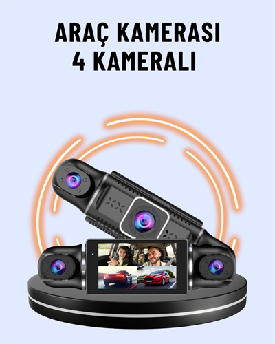 170° Geniş Açı 4 Kameralı Araç Kamerası Hareket Algılamalı