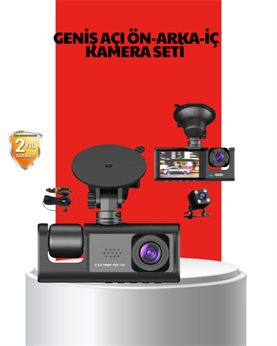 170° Geniş Açı Ön-Arka-İç Kamera Seti – Tam Kapsamlı Araç Güvenliği