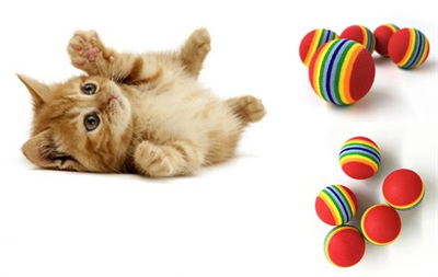 2 ADET GÖKKUŞAĞI RENKLI KEDI KÖPEK OYUN TOPU