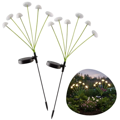 2 Adet Plastik Mantar Sensörlü Solar Bahçe Lambası