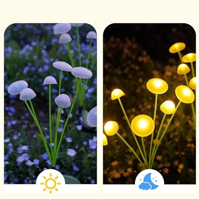 2 Adet Plastik Mantar Sensörlü Solar Bahçe Lambası