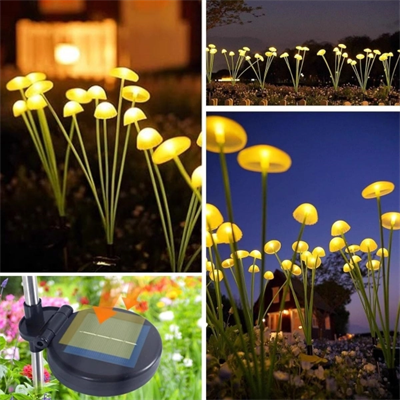 2 Adet Plastik Mantar Sensörlü Solar Bahçe Lambası