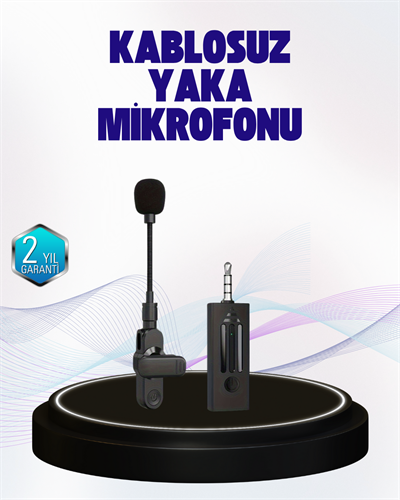 2.4 GHz Kablosuz Yaka Mikrofonu – 60 Metre Menzil, Gürültü Azaltma, Type-C Şarjlı