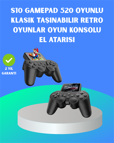 2.4 İnç HD Renkli Ekranlı 500-in-1 Taşınabilir Retro Oyun Konsolu, Kablolu TV Bağlantısı ve Uzun Pil Ömrü