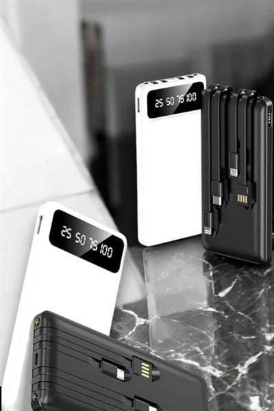 20.000 Mah Led Işıklı LCD Ekran USB Girişli Type-C Lightning Powerbank