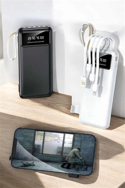 20.000 Mah Led Işıklı LCD Ekran USB Girişli Type-C Lightning Powerbank