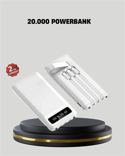 20.000 mAh 4 Çıkışlı LED Göstergeli Hızlı Şarj Powerbank