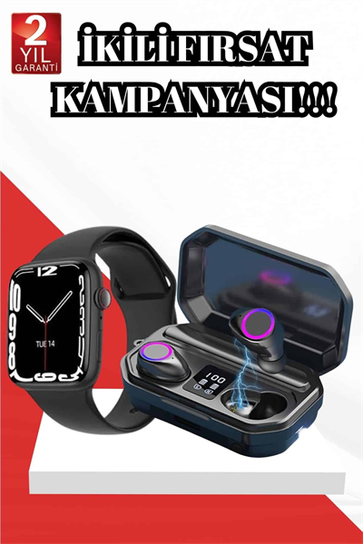 2025 Model Akıllı Saat ve Bluetooth Kulaklık 5.0 Bluetooth Bağlantılı Dokunmatik Ekran