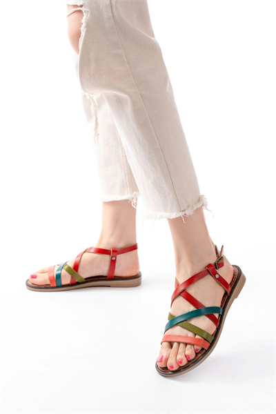 205-017 Multi Ortopedik Hakiki Deri Kadın Sandalet