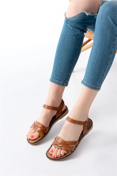 205-037 Taba Hakiki Deri Ortopedik Taban Kadın Sandalet