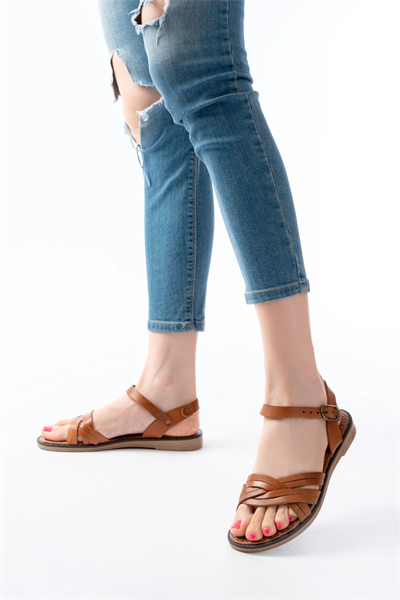 205-037 Taba Hakiki Deri Ortopedik Taban Kadın Sandalet