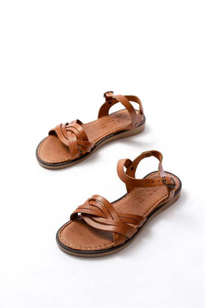 205-037 Taba Hakiki Deri Ortopedik Taban Kadın Sandalet