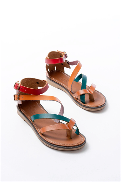 205-039 Taba Multi Bilekten Bağlamalı Parmak Arası Kadın Sandalet