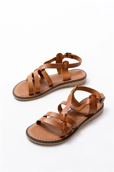 205-05 Taba Ortopedik Hakiki Deri Kadın Sandalet