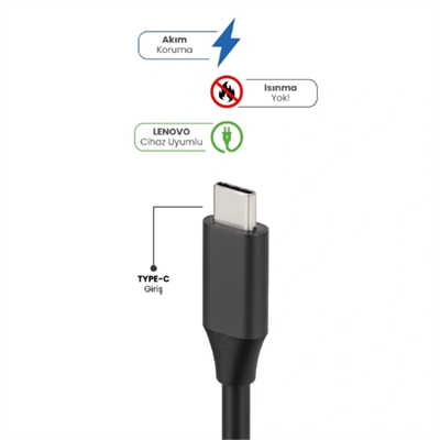 20V 2.25A TYPE-C 45W LENOVO İçin Laptop Adaptör
