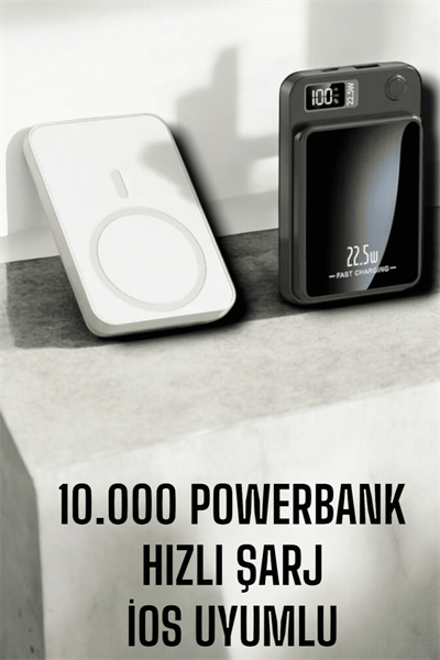 22.5W Magsafe Kablosuz Şarjlı Powerbank Dijital Ekran ve Hızlı Şarj