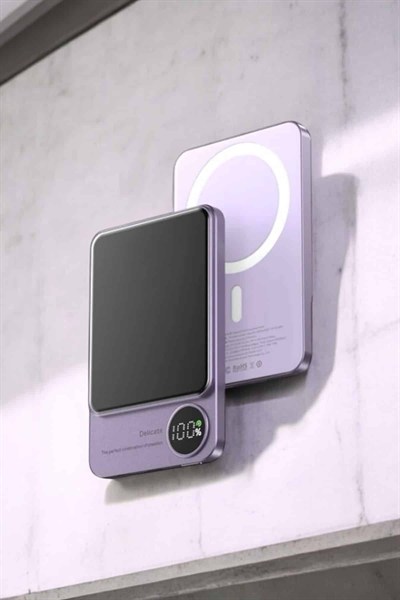 22.5W Magsafe Kablosuz Şarjlı Powerbank Dijital Ekran ve Hızlı Şarj